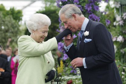 Queen Elizabeth II with Prince Charles, during her visit to the Chelsea Flower Show in London in 2009.