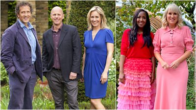 Left to right: Monty Don, Joe Swift, Sophie Raworth, Angellica Bell and Nicki Chapman
