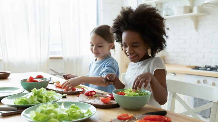 Children helping out in the kitchen
