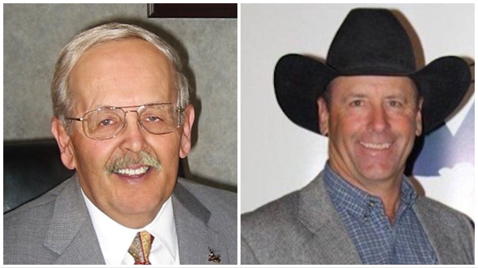 Jim Magagna, left, and Jack Berger of the Wyoming Stock Growers Association agree that Al Michaels would be a great spokesman to promote Wyoming beef and lamb.