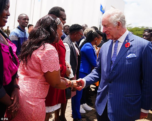 King Charles III meets members of the local community following a wreath laying ceremony at the tomb of the Unknown Warrior