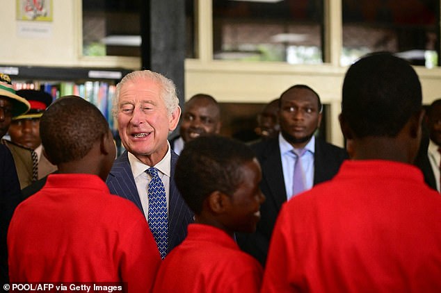The couple met local children inside. They are participants of the Prince's Trust International (PTI) Enterprise Challenge