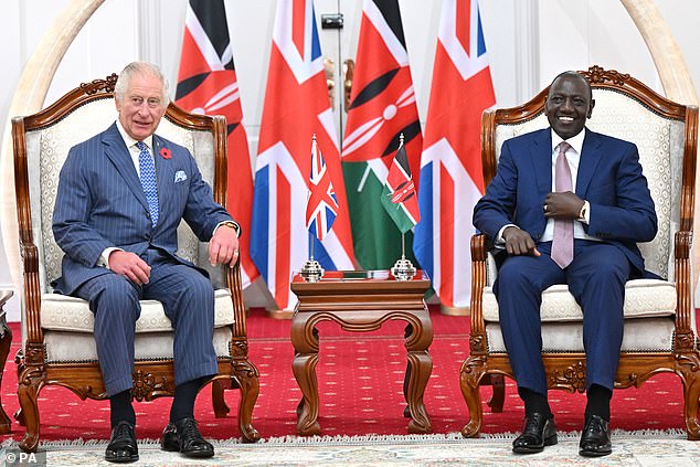 King Charles III during a bilateral meeting with President of Kenya, Dr William Ruto, at the President's Office in the State House