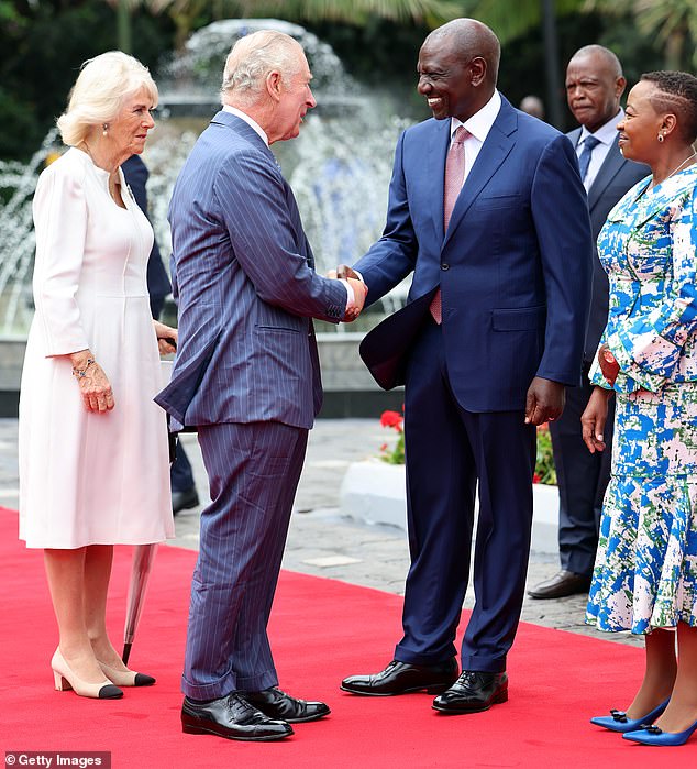King Charles III and Queen Camilla meet Kenya's President William Ruto and his wife, First Lady Rachel Ruto, at their official residence in the capital of Nairobi today