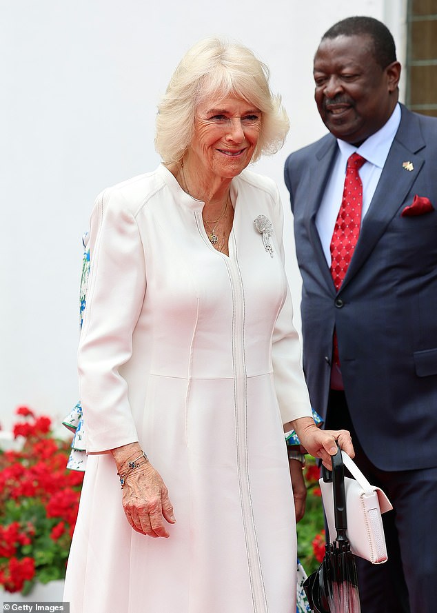 Queen Camilla arrives today for a ceremonial welcome at State House in Nairobi, Kenya