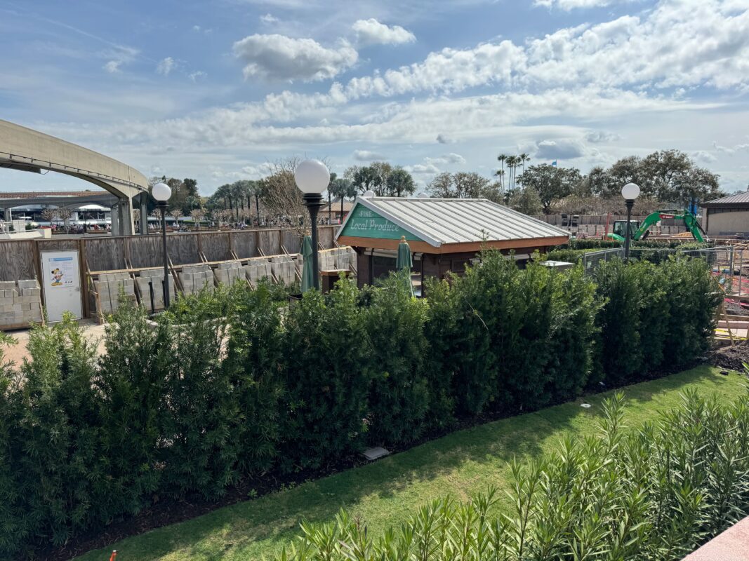 PHOTOS: 2024 Flower & Garden Festival Booth Installed Behind Construction Walls at EPCOT Flex Space 2 Florida Fresh booth behind construction walls