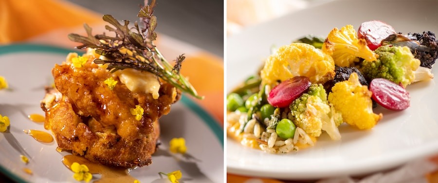 A two-photo collage showing dishes from The Honey Bee-stro.