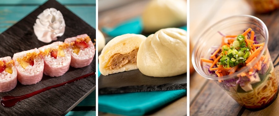 A three-photo collage of dishes from Hanami.