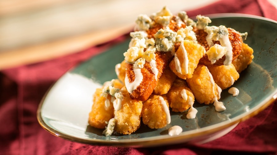 A photo of the Plant-based Buffalo Chicken Tender Poutine from Refreshment Port.
