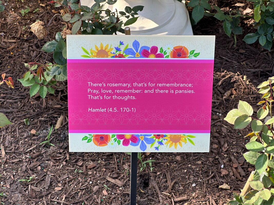 A sign with a quote from "Hamlet."