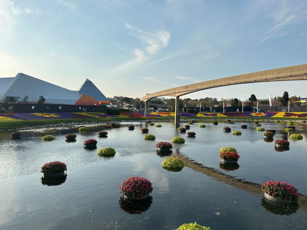 A wide shot of the Festival Blooms at EPCOT.