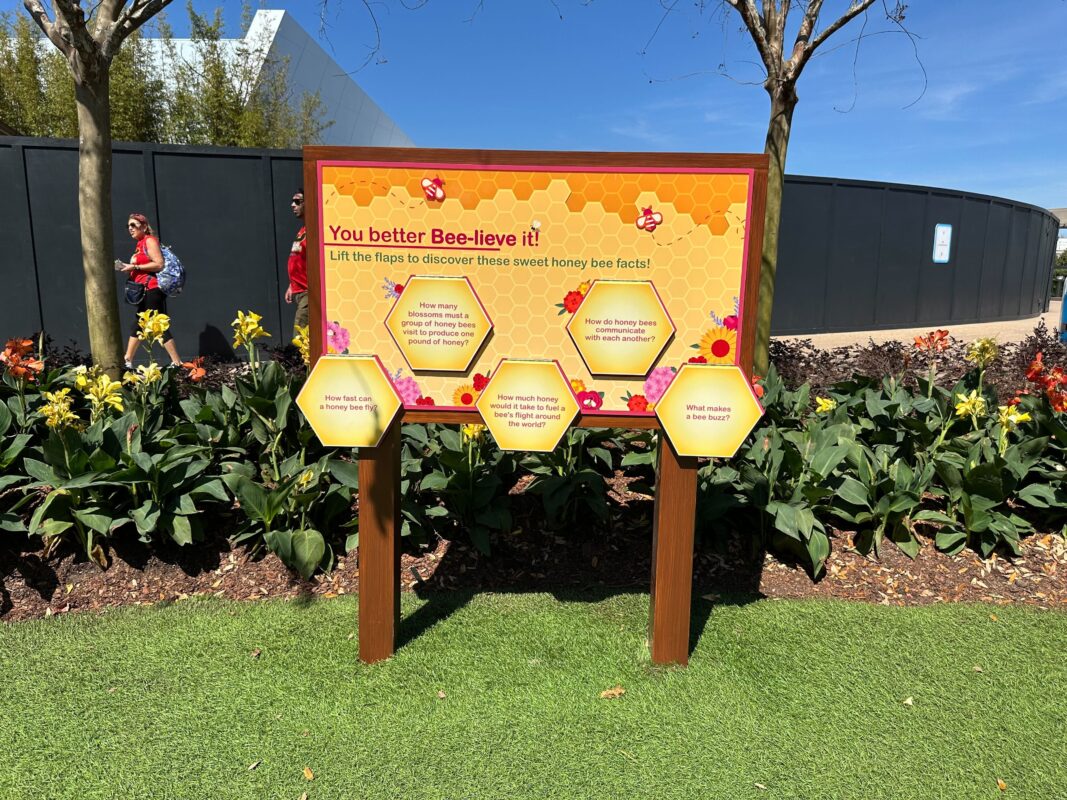 Bee trivia on an interactive sign.