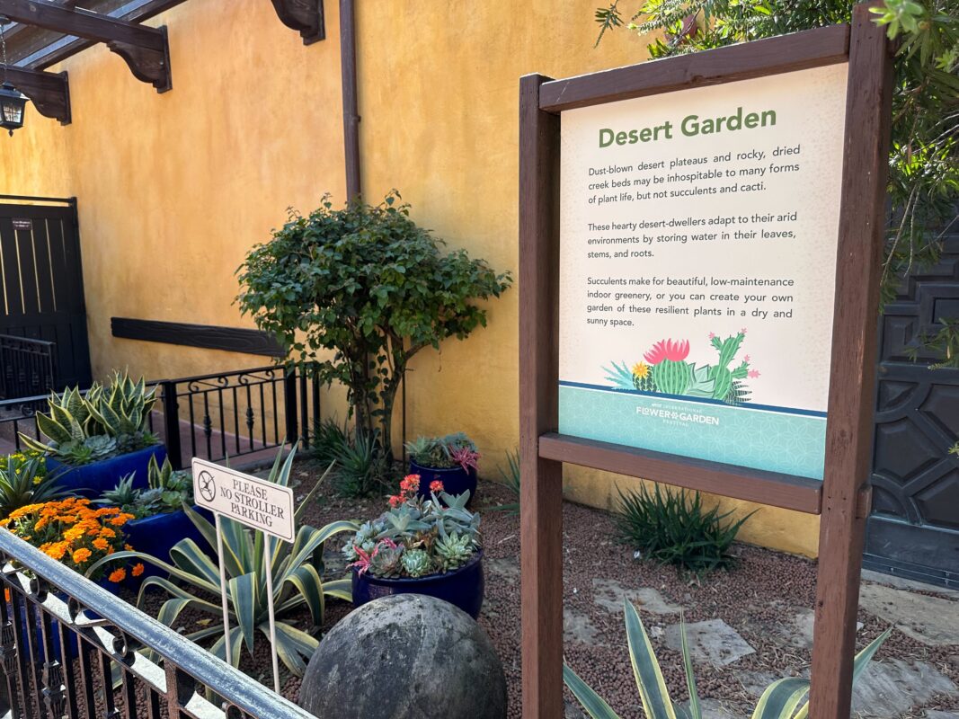 The sign and displays for the Desert Garden.