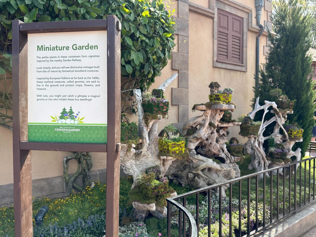 The sign and display for the Miniature Garden in the Germany Pavilion.