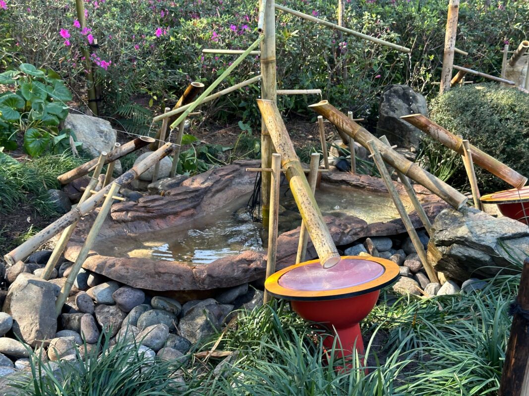 Bamboo tubes in the garden.